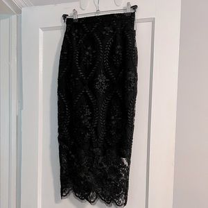 Stone cold fox black midi skirt
